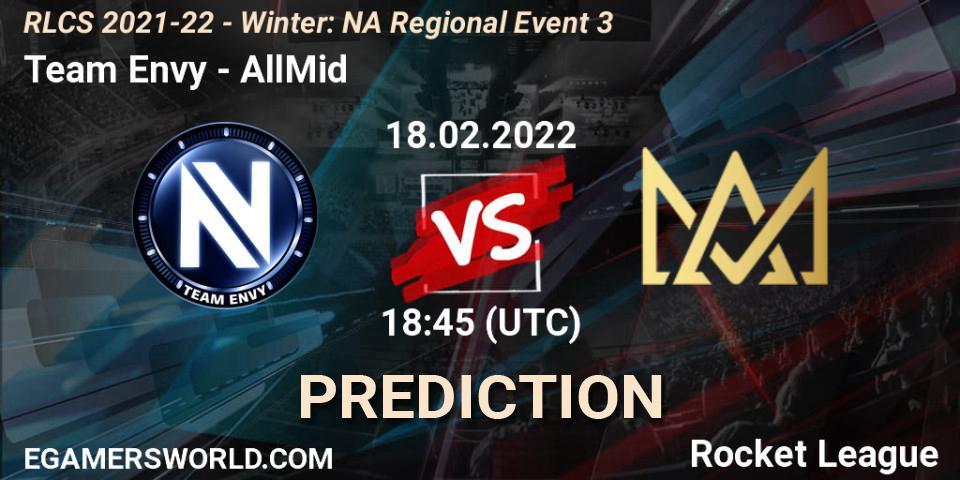 Pronóstico Team Envy - AllMid. 18.02.2022 at 18:45, Rocket League, RLCS 2021-22 - Winter: NA Regional Event 3