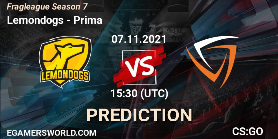 Pronóstico Lemondogs - Prima. 10.11.2021 at 17:30, Counter-Strike (CS2), Fragleague Season 7