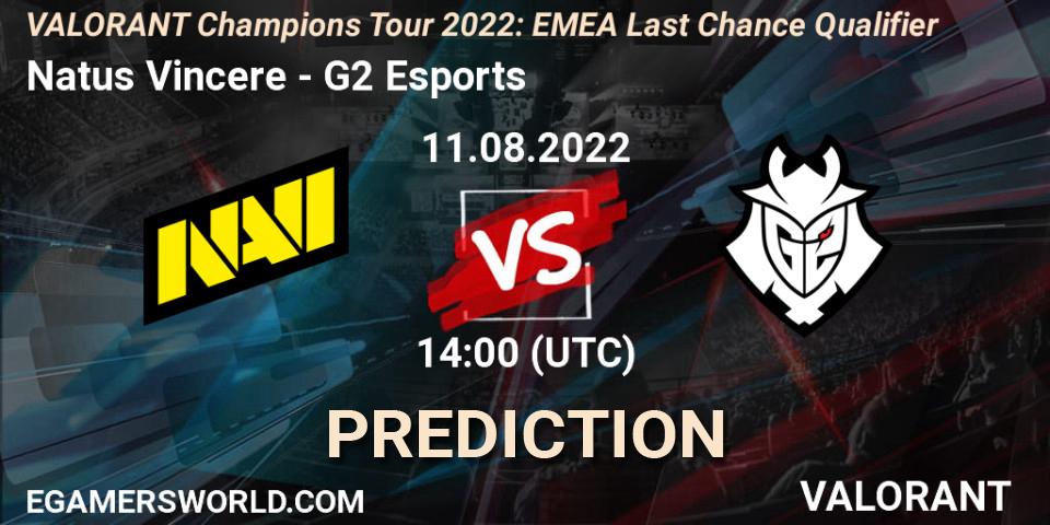 Pronóstico Natus Vincere - G2 Esports. 11.08.2022 at 14:00, VALORANT, VCT 2022: EMEA Last Chance Qualifier