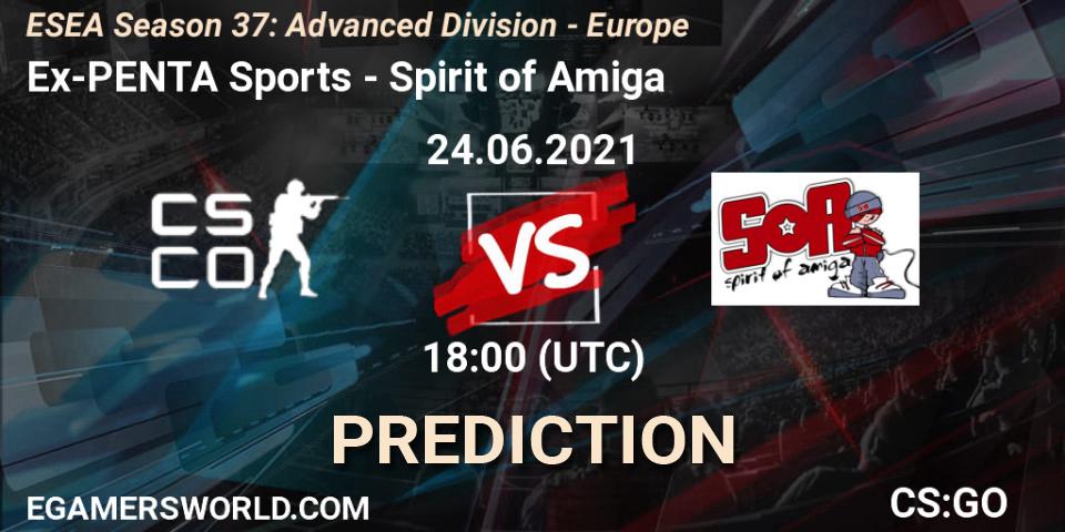 Pronóstico Ex-PENTA Sports - Spirit of Amiga. 24.06.2021 at 18:00, Counter-Strike (CS2), ESEA Season 37: Advanced Division - Europe