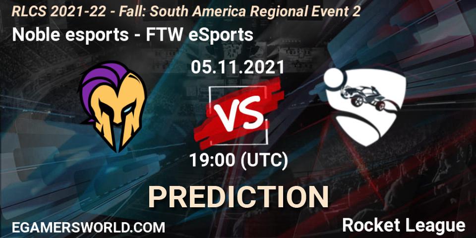 Pronóstico Noble esports - FTW eSports. 05.11.2021 at 19:00, Rocket League, RLCS 2021-22 - Fall: South America Regional Event 2