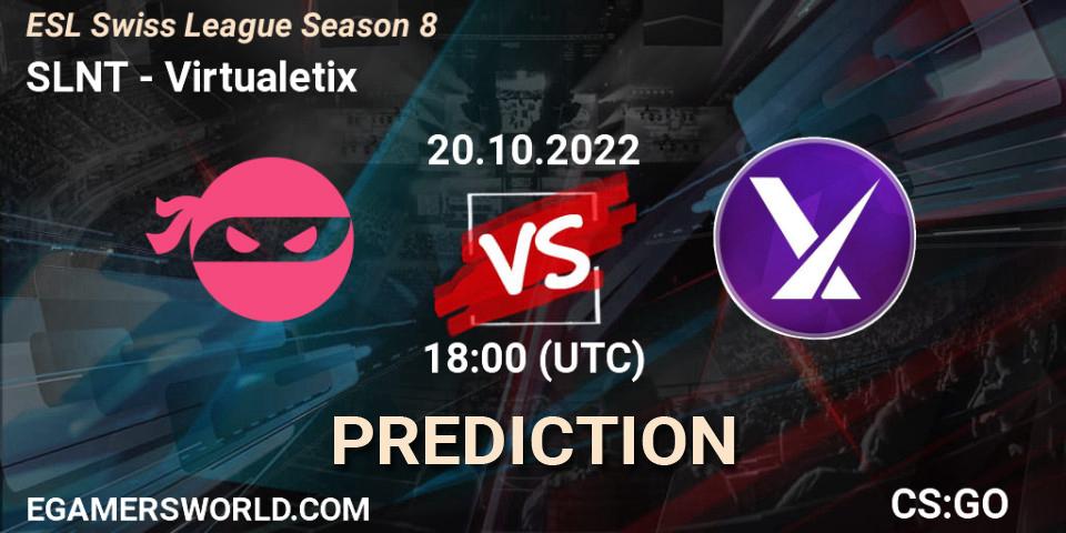 Pronóstico SLNT - Virtualetix. 20.10.2022 at 18:00, Counter-Strike (CS2), ESL Swiss League Season 8