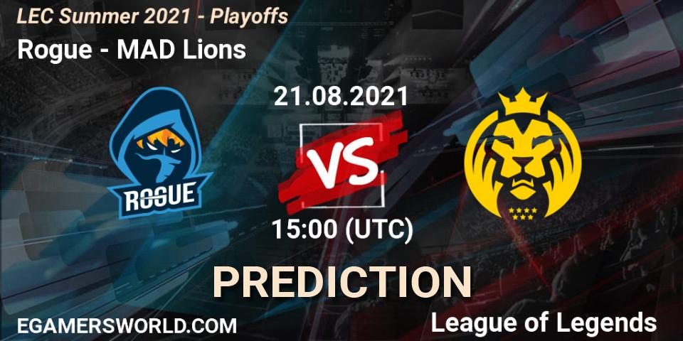 Pronóstico Rogue - MAD Lions. 21.08.2021 at 15:00, LoL, LEC Summer 2021 - Playoffs