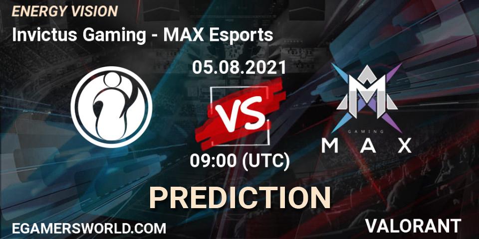 Pronóstico Invictus Gaming - MAX Esports. 05.08.2021 at 09:00, VALORANT, ENERGY VISION