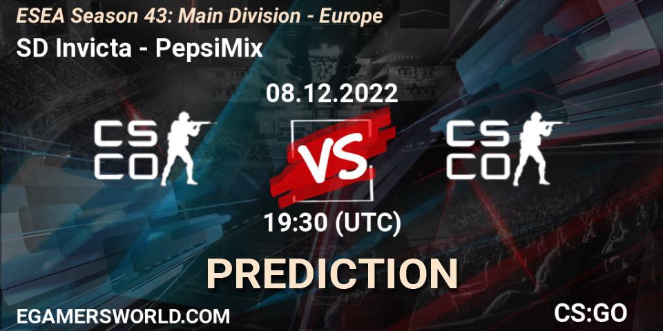 Pronóstico SD Invicta - PepsiMix. 08.12.22, CS2 (CS:GO), ESEA Season 43: Main Division - Europe