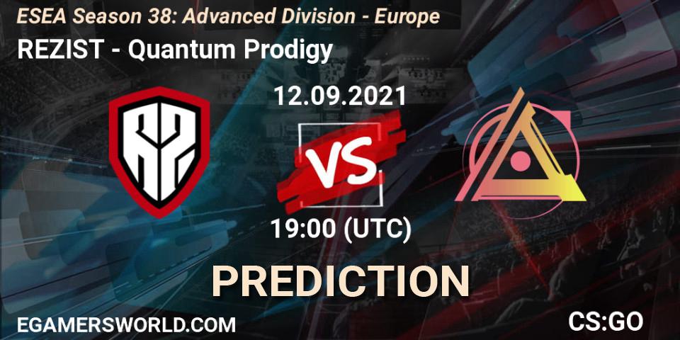 Pronóstico REZIST - Quantum Prodigy. 12.09.2021 at 19:00, Counter-Strike (CS2), ESEA Season 38: Advanced Division - Europe