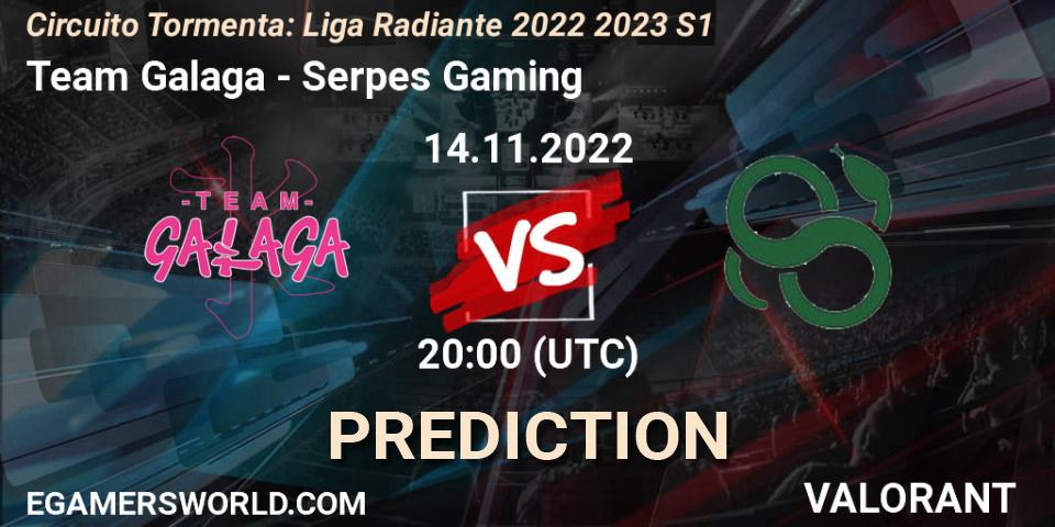 Pronóstico Team Galaga - Serpes Gaming. 14.11.2022 at 20:00, VALORANT, Circuito Tormenta: Liga Radiante 2022 2023 S1