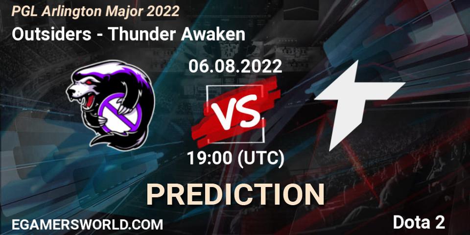 Pronóstico Outsiders - Thunder Awaken. 06.08.2022 at 19:30, Dota 2, PGL Arlington Major 2022 - Group Stage