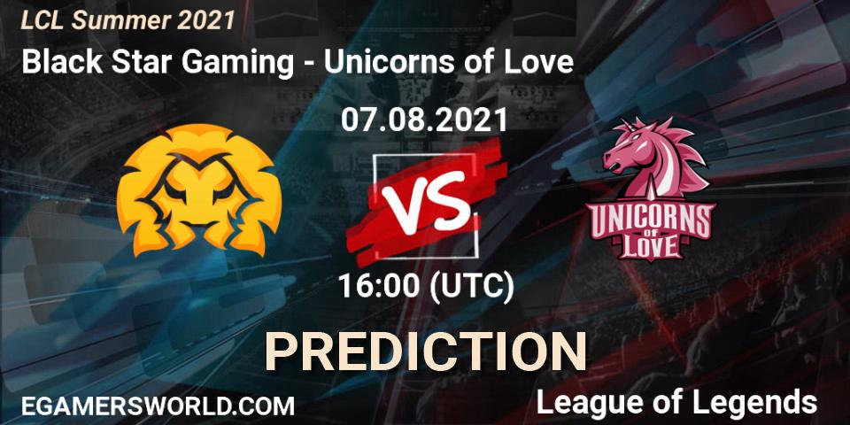 Pronóstico Black Star Gaming - Unicorns of Love. 07.08.2021 at 16:00, LoL, LCL Summer 2021