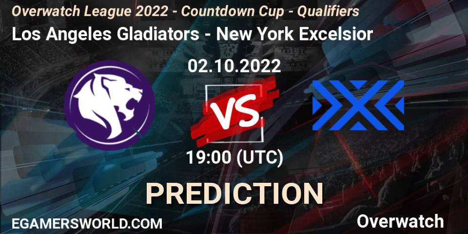 Pronóstico Los Angeles Gladiators - New York Excelsior. 02.10.22, Overwatch, Overwatch League 2022 - Countdown Cup - Qualifiers