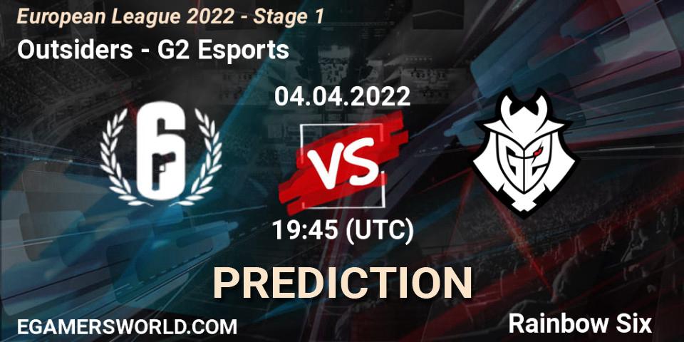 Pronóstico Outsiders - G2 Esports. 04.04.2022 at 19:45, Rainbow Six, European League 2022 - Stage 1