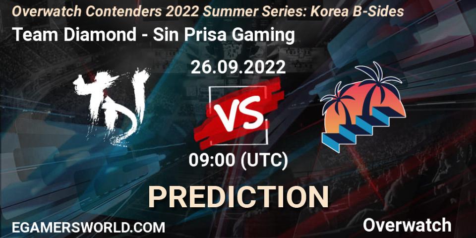 Pronóstico Team Diamond - Sin Prisa Gaming. 26.09.2022 at 09:00, Overwatch, Overwatch Contenders 2022 Summer Series: Korea B-Sides