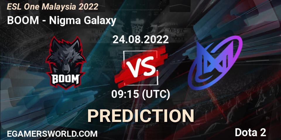 Pronóstico BOOM - Nigma Galaxy. 24.08.22, Dota 2, ESL One Malaysia 2022