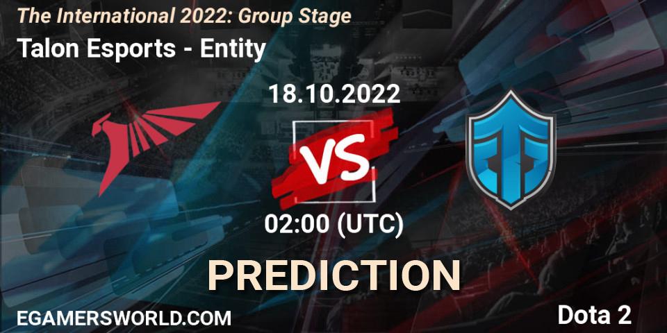 Pronóstico Talon Esports - Entity. 18.10.2022 at 02:01, Dota 2, The International 2022: Group Stage