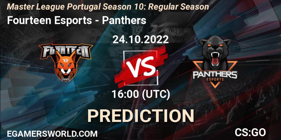 Pronóstico Fourteen Esports - Panthers. 24.10.2022 at 16:00, Counter-Strike (CS2), Master League Portugal Season 10: Regular Season