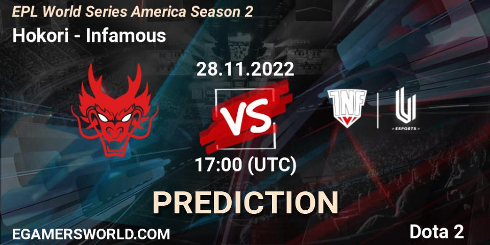 Pronóstico Hokori - Infamous. 28.11.22, Dota 2, EPL World Series America Season 2