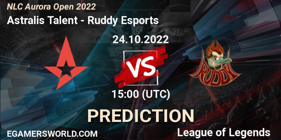 Pronóstico Astralis Talent - Ruddy Esports. 24.10.2022 at 15:00, LoL, NLC Aurora Open 2022