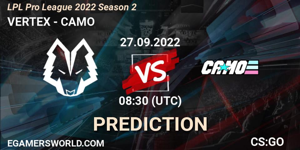 Pronóstico VERTEX - CAMO. 27.09.2022 at 08:40, Counter-Strike (CS2), LPL Pro League 2022 Season 2