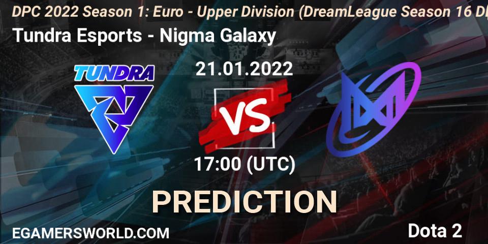 Pronóstico Tundra Esports - Nigma Galaxy. 21.01.2022 at 17:38, Dota 2, DPC 2022 Season 1: Euro - Upper Division (DreamLeague Season 16 DPC WEU)