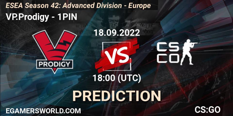 Pronóstico VP.Prodigy - 1PIN. 18.09.2022 at 18:00, Counter-Strike (CS2), ESEA Season 42: Advanced Division - Europe