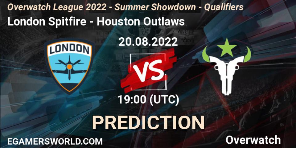 Pronóstico London Spitfire - Houston Outlaws. 20.08.22, Overwatch, Overwatch League 2022 - Summer Showdown - Qualifiers