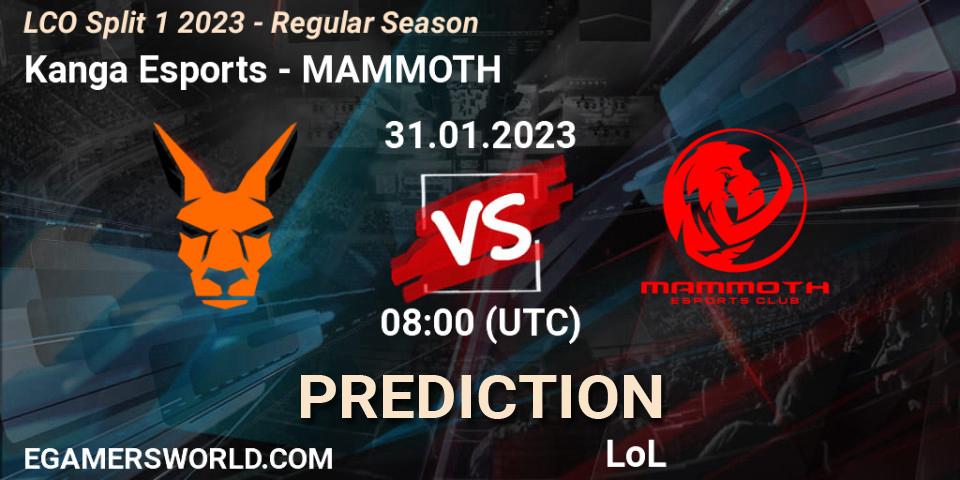 Pronóstico Kanga Esports - MAMMOTH. 31.01.23, LoL, LCO Split 1 2023 - Regular Season