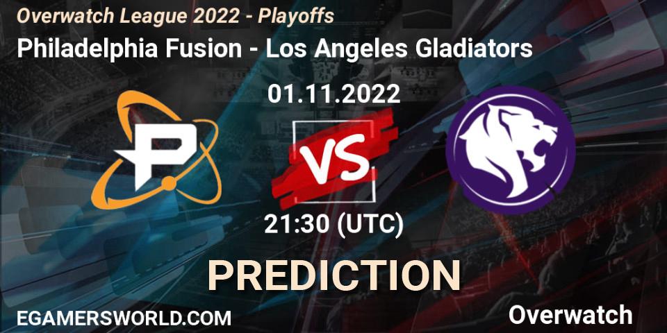 Pronóstico Philadelphia Fusion - Los Angeles Gladiators. 01.11.2022 at 21:30, Overwatch, Overwatch League 2022 - Playoffs