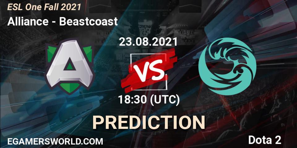 Pronóstico Alliance - Beastcoast. 23.08.2021 at 18:30, Dota 2, ESL One Fall 2021