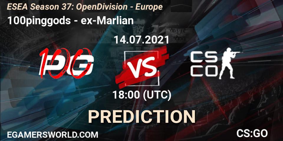 Pronóstico 100pinggods - ex-Marlian. 14.07.2021 at 18:00, Counter-Strike (CS2), ESEA Season 37: Open Division - Europe