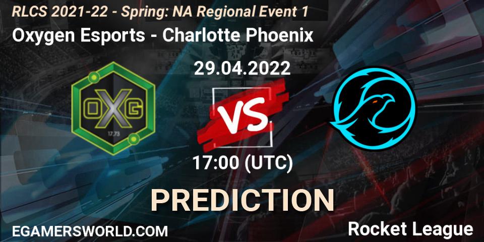Pronóstico Oxygen Esports - Charlotte Phoenix. 29.04.22, Rocket League, RLCS 2021-22 - Spring: NA Regional Event 1