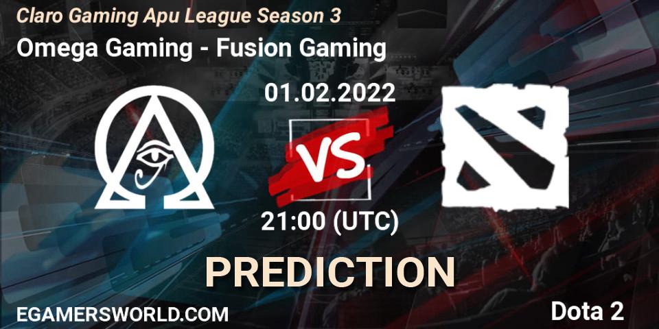 Pronóstico Omega Gaming - Fusion Gaming. 01.02.2022 at 21:12, Dota 2, Claro Gaming Apu League Season 3