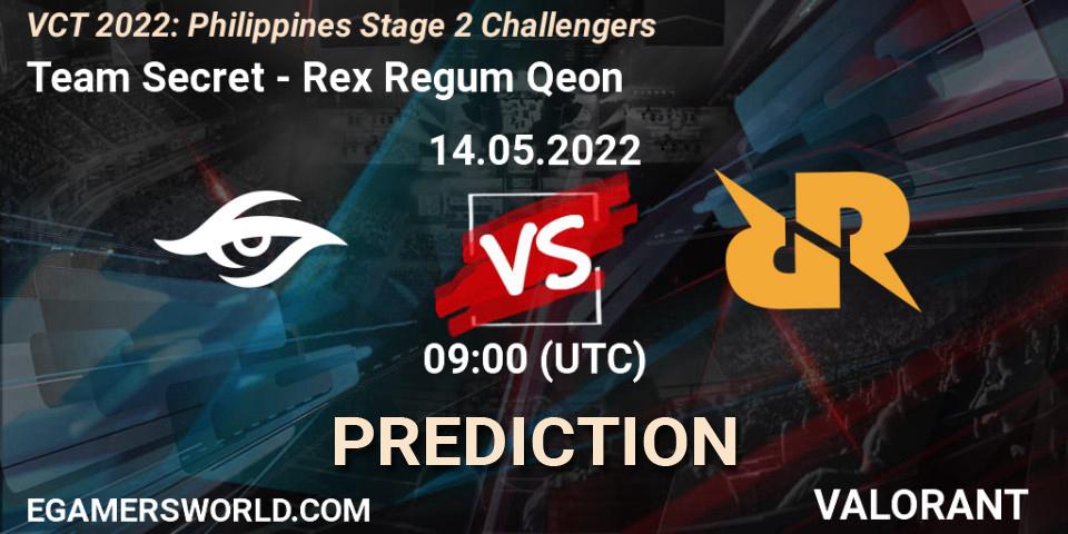 Pronóstico Team Secret - Rex Regum Qeon. 14.05.22, VALORANT, VCT 2022: Philippines Stage 2 Challengers