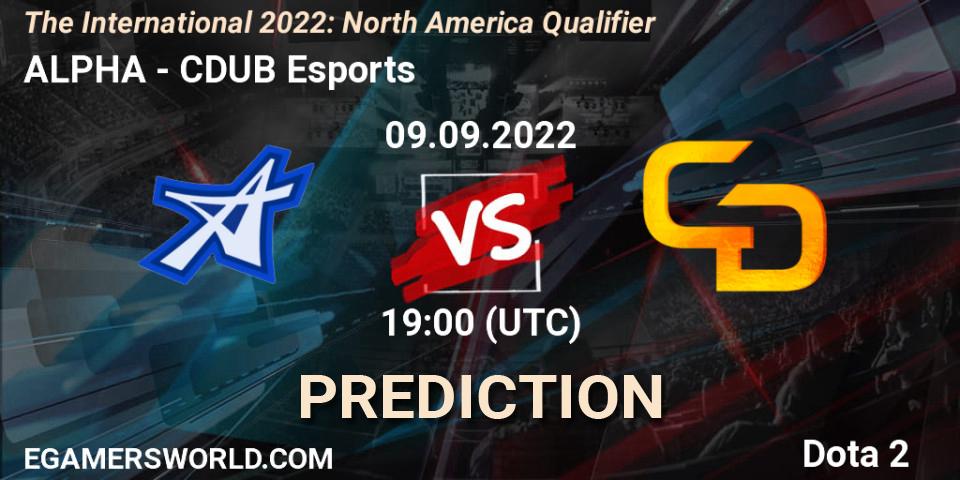 Pronóstico ALPHA - CDUB Esports. 09.09.2022 at 19:41, Dota 2, The International 2022: North America Qualifier