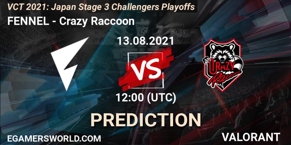 Pronóstico FENNEL - Crazy Raccoon. 13.08.2021 at 12:20, VALORANT, VCT 2021: Japan Stage 3 Challengers Playoffs