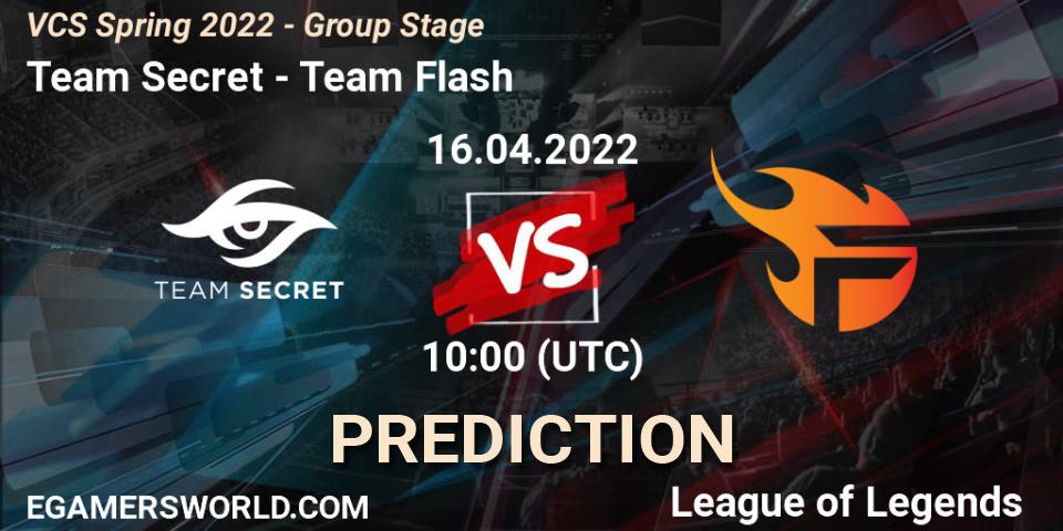 Pronóstico Team Secret - Team Flash. 12.04.2022 at 10:00, LoL, VCS Spring 2022 - Group Stage 