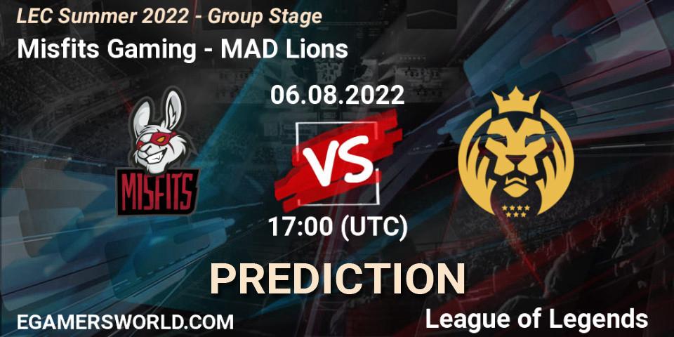 Pronóstico Misfits Gaming - MAD Lions. 06.08.22, LoL, LEC Summer 2022 - Group Stage