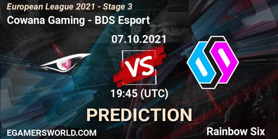 Pronóstico Cowana Gaming - BDS Esport. 07.10.2021 at 19:45, Rainbow Six, European League 2021 - Stage 3