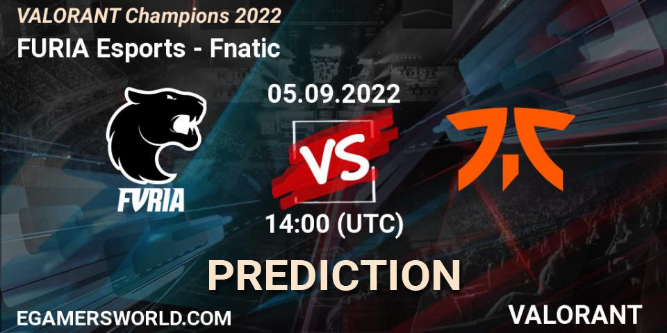 Pronóstico FURIA Esports - Fnatic. 05.09.2022 at 15:30, VALORANT, VALORANT Champions 2022
