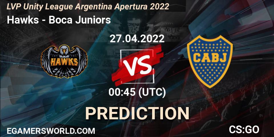 Pronóstico Hawks - Boca Juniors. 27.04.2022 at 00:45, Counter-Strike (CS2), LVP Unity League Argentina Apertura 2022
