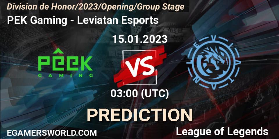 Pronóstico PÊEK Gaming - Leviatan Esports. 15.01.2023 at 03:00, LoL, División de Honor Opening 2023 - Group Stage