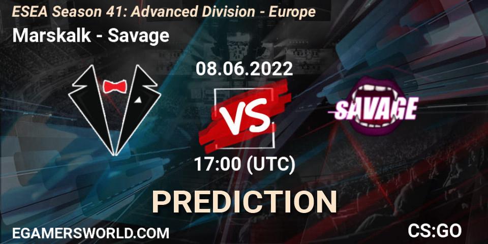 Pronóstico Marskalk - Savage. 08.06.2022 at 17:00, Counter-Strike (CS2), ESEA Season 41: Advanced Division - Europe