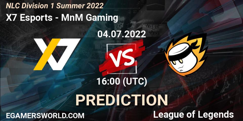 Pronóstico X7 Esports - MnM Gaming. 04.07.2022 at 16:00, LoL, NLC Division 1 Summer 2022