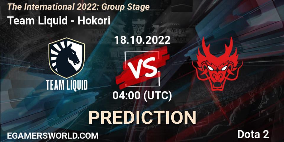 Pronóstico Team Liquid - Hokori. 18.10.2022 at 04:13, Dota 2, The International 2022: Group Stage