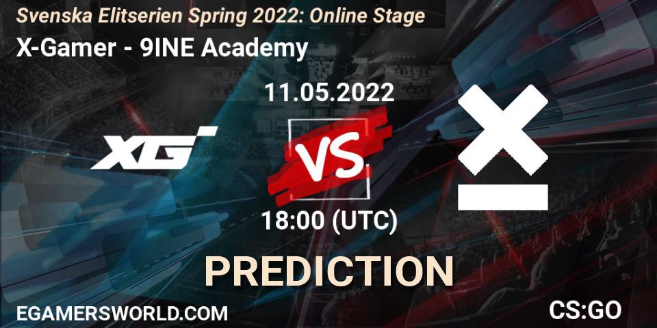 Pronóstico X-Gamer - 9INE Academy. 11.05.2022 at 18:00, Counter-Strike (CS2), Svenska Elitserien Spring 2022: Online Stage