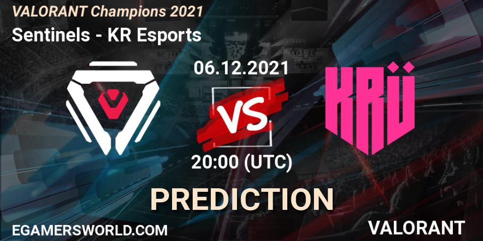 Pronóstico Sentinels - KRÜ Esports. 06.12.2021 at 19:45, VALORANT, VALORANT Champions 2021