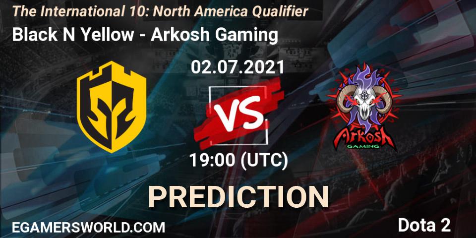 Pronóstico Black N Yellow - Arkosh Gaming. 02.07.2021 at 20:00, Dota 2, The International 10: North America Qualifier