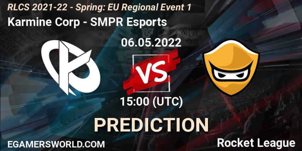 Pronóstico Karmine Corp - SMPR Esports. 06.05.22, Rocket League, RLCS 2021-22 - Spring: EU Regional Event 1