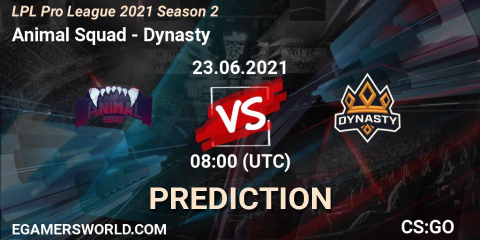 Pronóstico Animal Squad - Dynasty. 23.06.2021 at 08:00, Counter-Strike (CS2), LPL Pro League 2021 Season 2