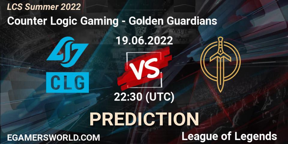 Pronóstico Counter Logic Gaming - Golden Guardians. 19.06.22, LoL, LCS Summer 2022