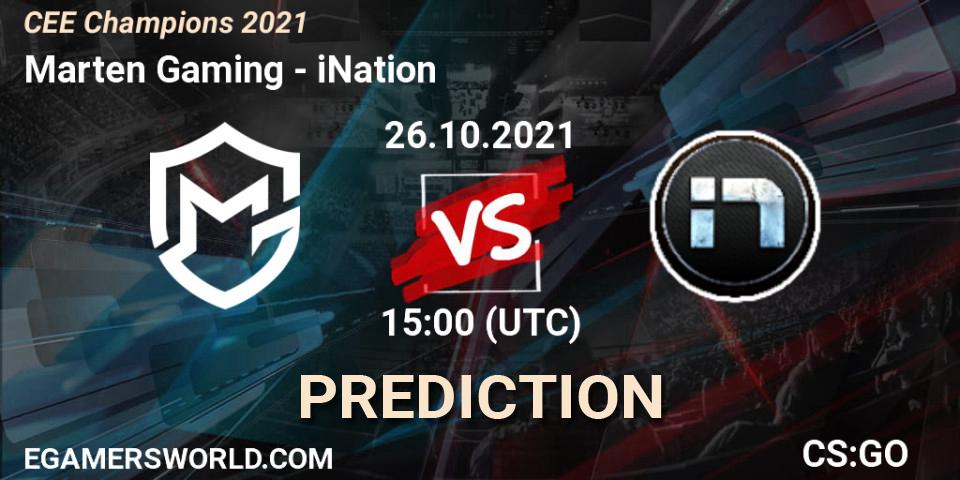 Pronóstico Marten Gaming - iNation. 26.10.2021 at 15:00, Counter-Strike (CS2), CEE Champions 2021